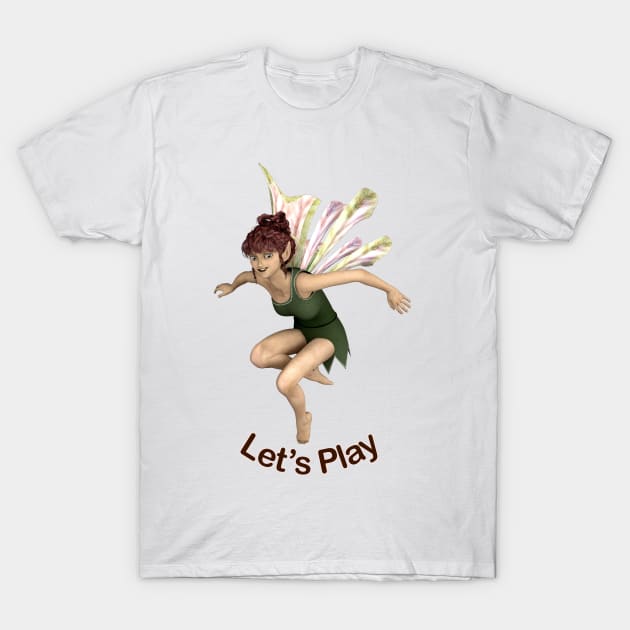 Let's Play No Limits cute elf fairy faerie flying through air dragon wings T-Shirt by Fantasyart123